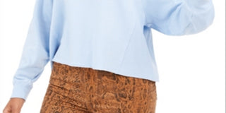 Hippie Rose Junior's Cropped Raw Edged Sweatshirt Blue Size Large