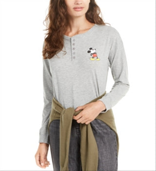 Disney Junior's Mickey Mouse Henley T-Shirt Gray Size X-Small