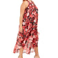 Love Squared Women's Floral Sleeveless Halter MIDI Dress Red Size 3X