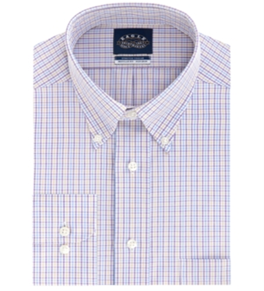 Eagle Men's Classic Fit Stretch Collar Dress Shirt Violet Twist Purple Size 34-35