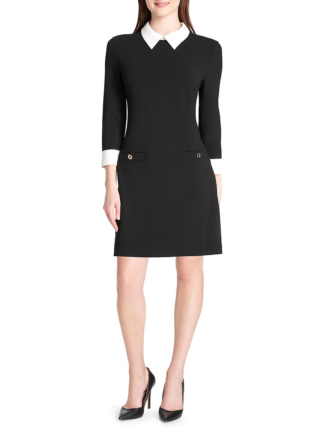 Tommy Hilfiger Women's Collared Shift Dress Sizes Black Size 2