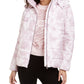 Calvin Klein Women's Zippered Printed Puffer Jacket White-LiLac Size Medium
