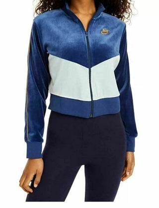 Nike Women's Velour Colorblocked Jacket Blue Size Large