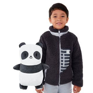 Cubcoats Transforming 2 in 1 Unisex Papo the Panda 2-in-1 Stuffed Animal Fleece Jacket Gray