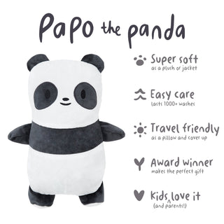 Cubcoats Transforming 2 in 1 Unisex Papo the Panda 2-in-1 Stuffed Animal Fleece Jacket Gray