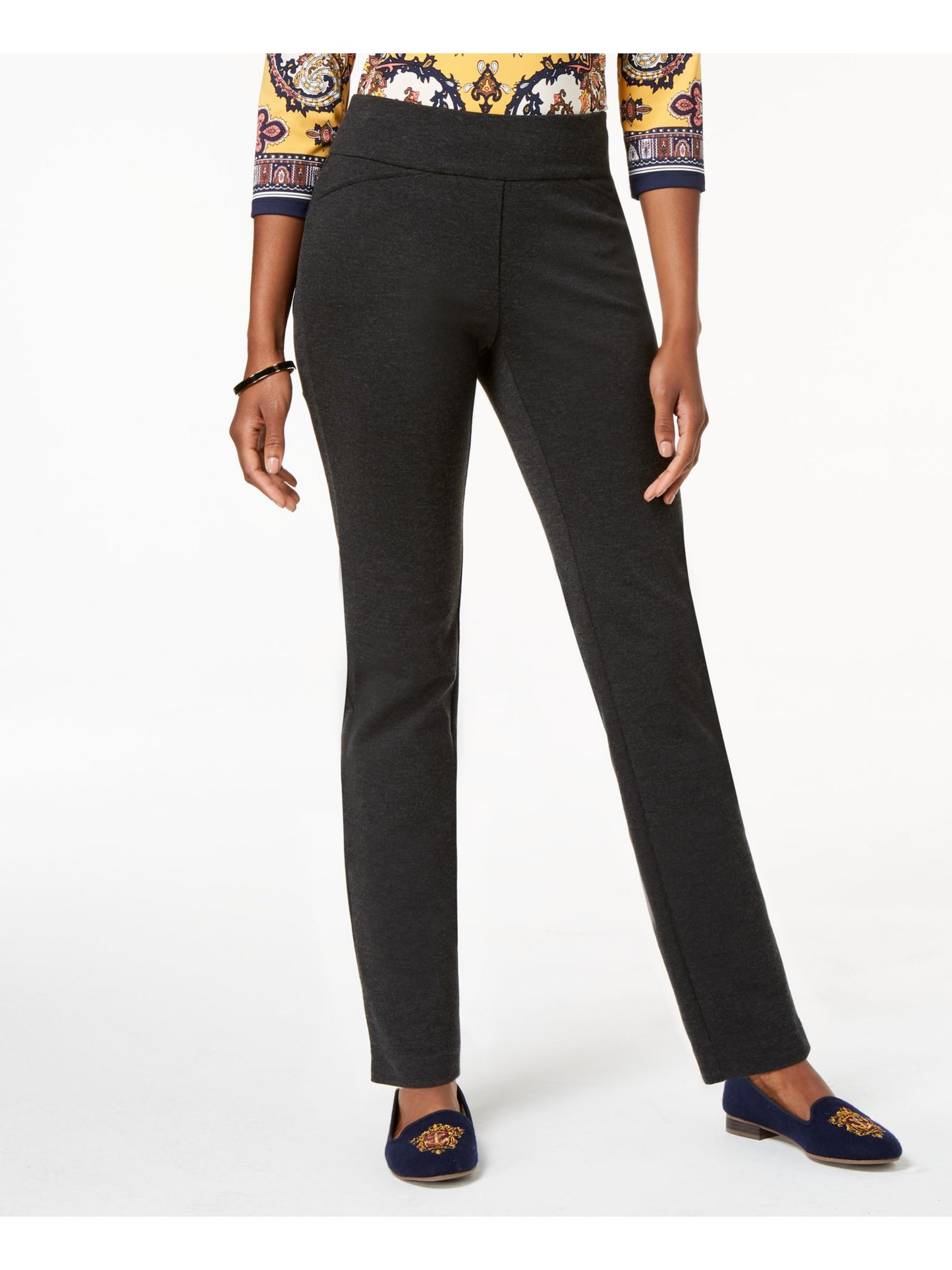 Charter Club Women's Heathered Knit Pants Gray Size 16X3