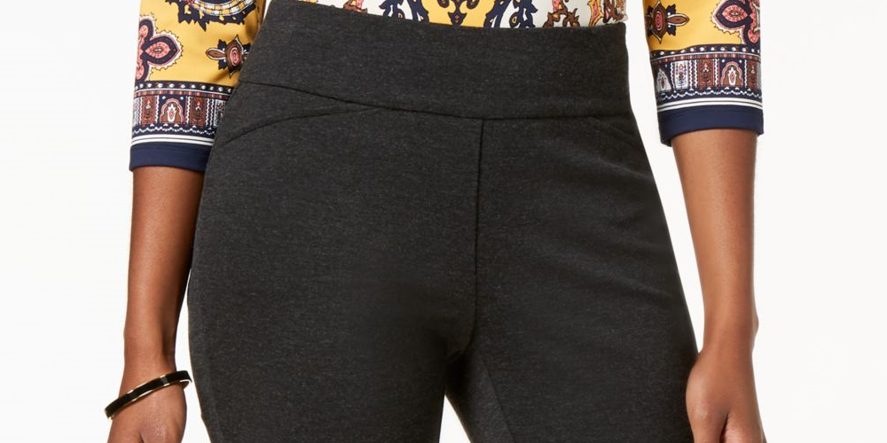 Charter Club Women's Heathered Knit Pants Gray Size 16X3