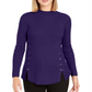 Style & Co Women's Mock Neck Lace up Ribbed Knit Sweater Purple Size Small
