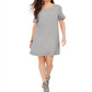 Style & Co Women's Fringed Denim T-Shirt Dress Gray Size Small