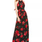 INC International Concepts Women's Floral Print Halter Maxi Dress Black Size 14