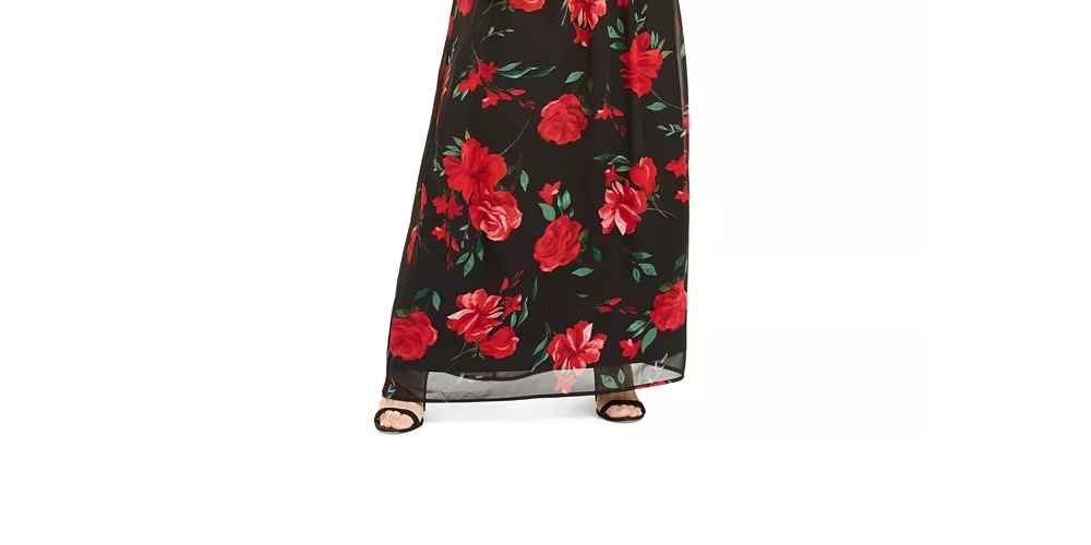 INC International Concepts Women's Floral Print Halter Maxi Dress Black Size 14