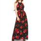 INC International Concepts Women's Floral Print Halter Maxi Dress Black Size 14