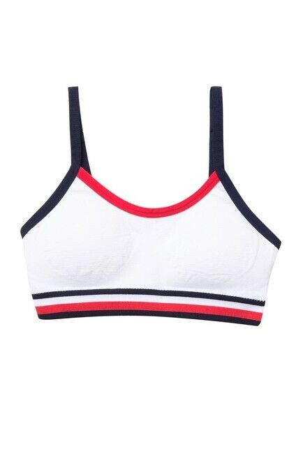 Tommy Hilfiger Girl's Bralettes Embossed Flag Seamless Sports Bra White Size 8-10