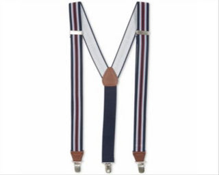 Club Room Men's Striped Stretch Suspenders  - Navy Blue One Size