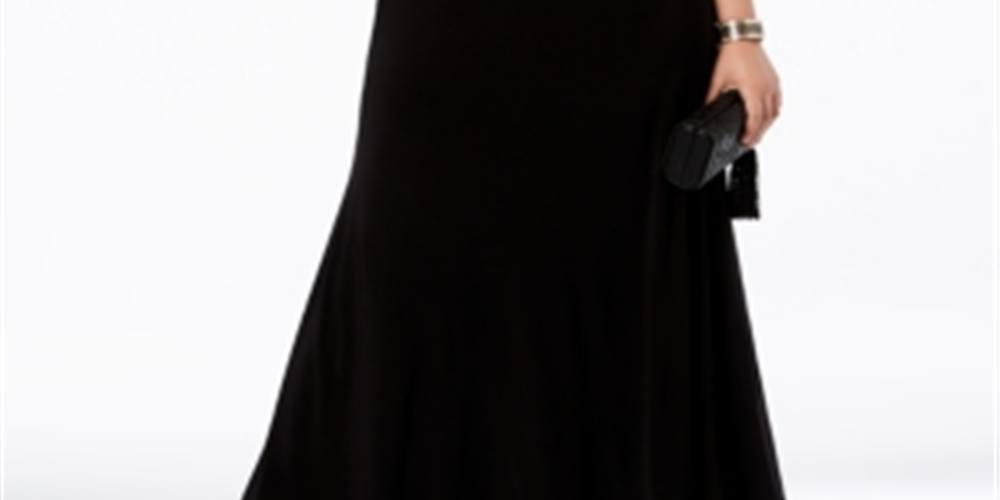 Morgan & Co. Women's Trendy Plus Lace Bodice Gown Black Size 14W
