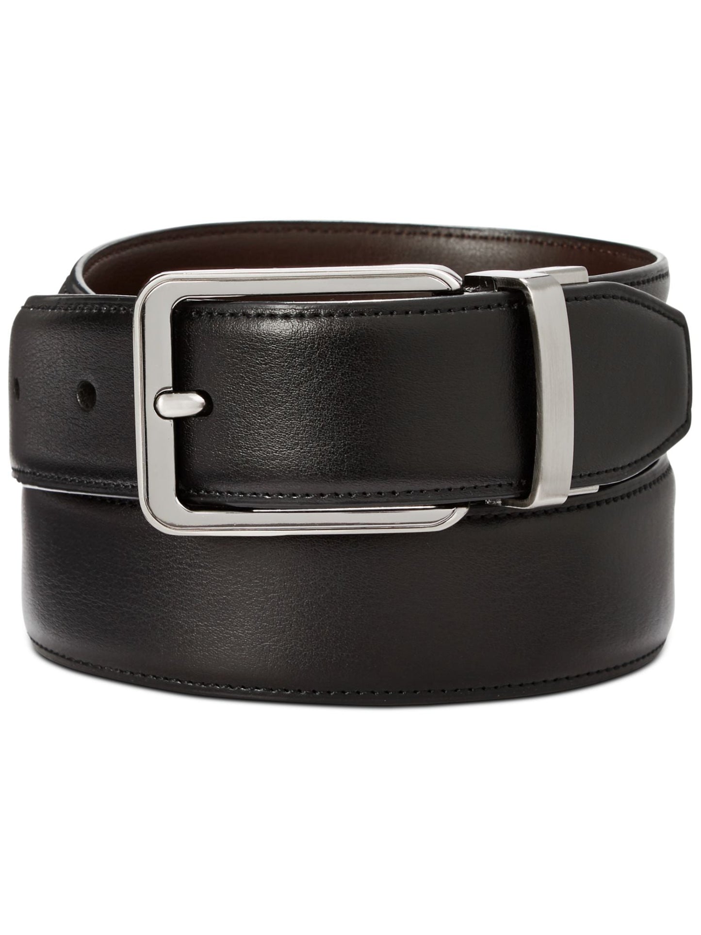 Perry Ellis Men's Annable Reversible Leather Dress Belt Black Size 32