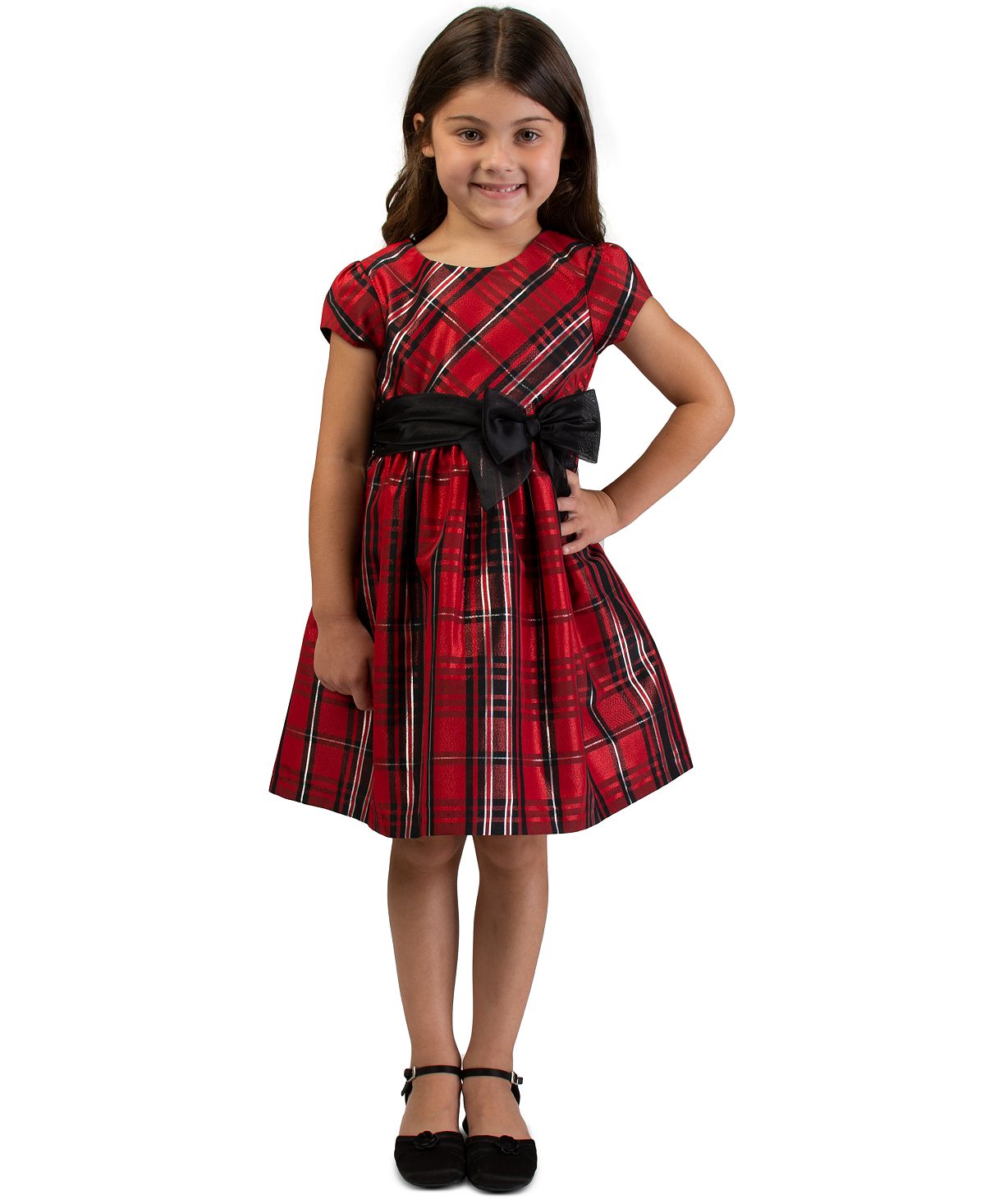 Bonnie Toddler Girl's 2 Pc Plaid Bow Dress & Doll Dress Set Red Size 2T