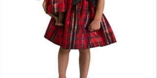 Bonnie Toddler Girl's 2 Pc Plaid Bow Dress & Doll Dress Set Red Size 2T