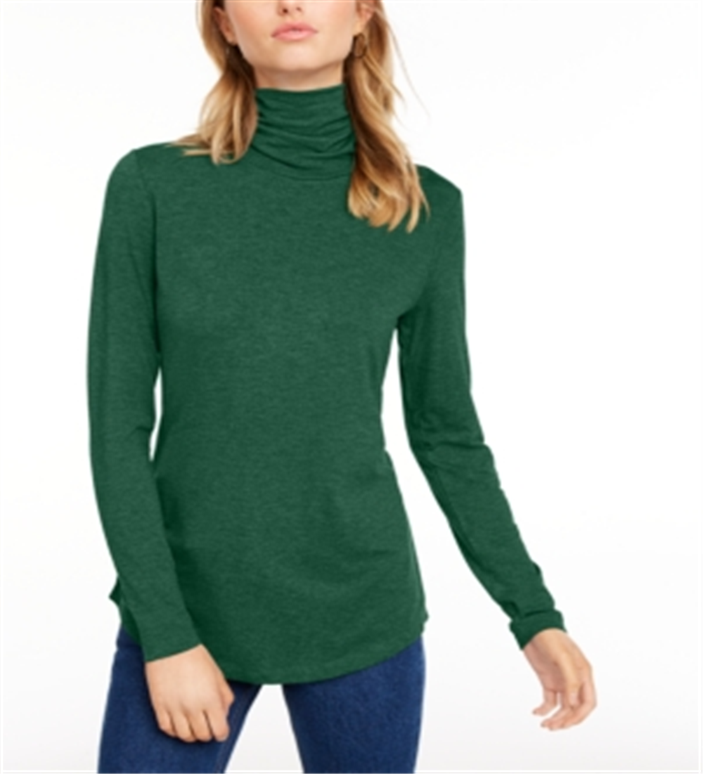 Maison Jules Women's Turtleneck Top Green Size Small