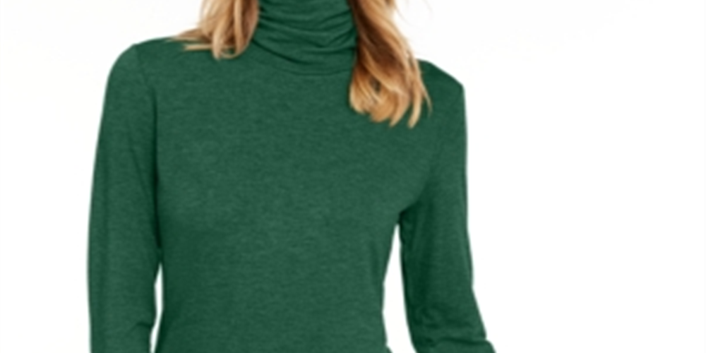 Maison Jules Women's Turtleneck Top Green Size Small