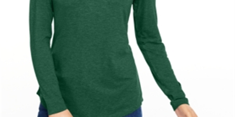 Maison Jules Women's Turtleneck Top Green Size Small