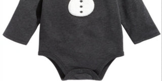 First Impressions Baby Boy's Long Sleeve Snowman Bodysuit Gray Size 3-6MOS