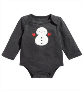 First Impressions Baby Boy's Long Sleeve Snowman Bodysuit Gray Size 12MOS