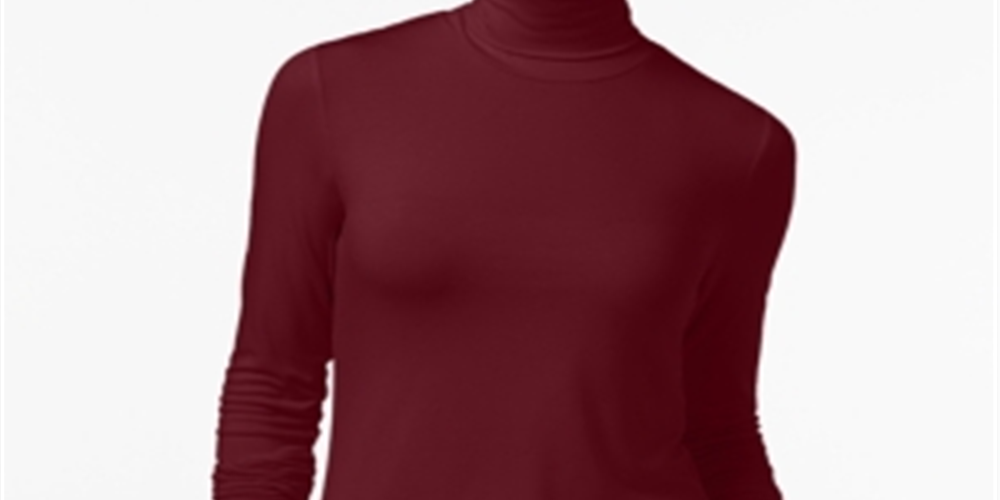 Maison Jules Women's Turtleneck Top Red Size Medium