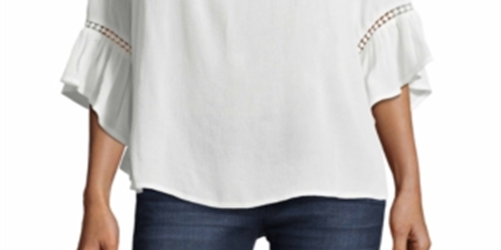 John Paul Richard Women's Crochet Trim Blouse White Size Large