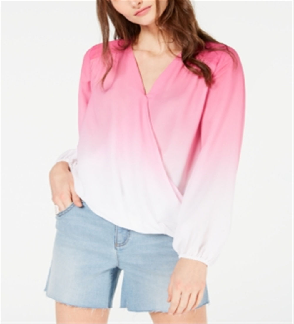 INC International Concepts Women's Ombre Surplice Top White Size Petite