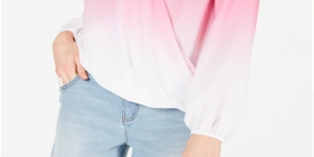 INC International Concepts Women's Ombre Surplice Top White Size Petite