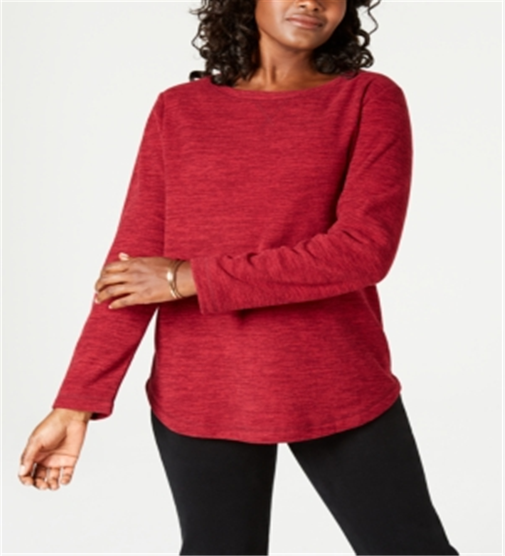 Karen Scott Women's Marled Sweatshirt Red Size Petite Small