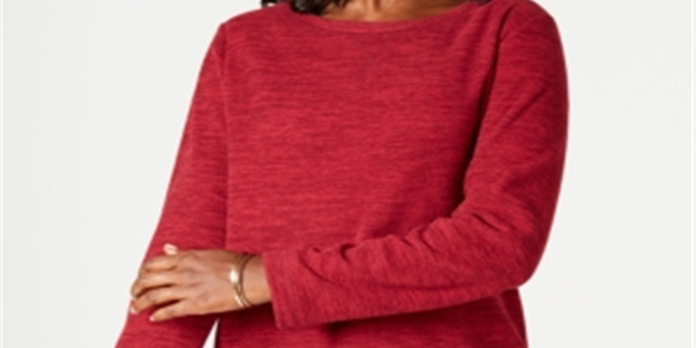Karen Scott Women's Marled Sweatshirt Red Size Petite Small