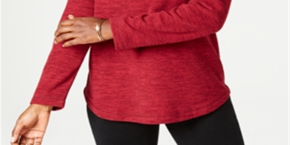 Karen Scott Women's Marled Sweatshirt Red Size Petite Small