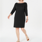Karen Scott Women's Cotton Studded 3/4 Sleeve Shift Dress Black Size XS