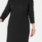 Karen Scott Women's Cotton Studded 3/4 Sleeve Shift Dress Black Size XS