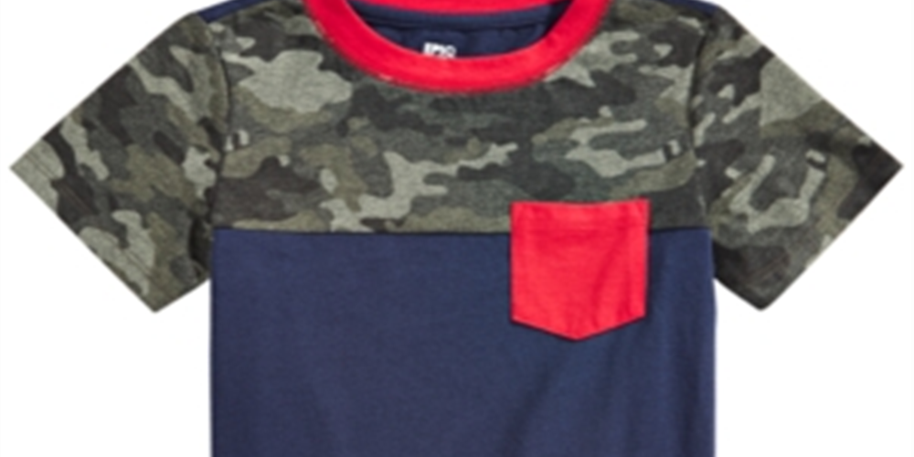 Epic Threads Toddler Boy's Camo Colorblocked Pocket T-Shirt Blue Size 4
