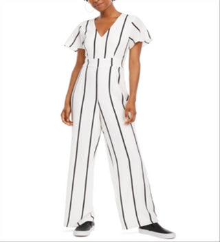 Crystal Doll Junior's V Neck Jumpsuit White Size 0