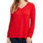 Charter Club Women's Kangaroo Pocket V Neck Pullover Top Red Size X-Large