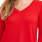 Charter Club Women's Kangaroo Pocket V Neck Pullover Top Red Size X-Large