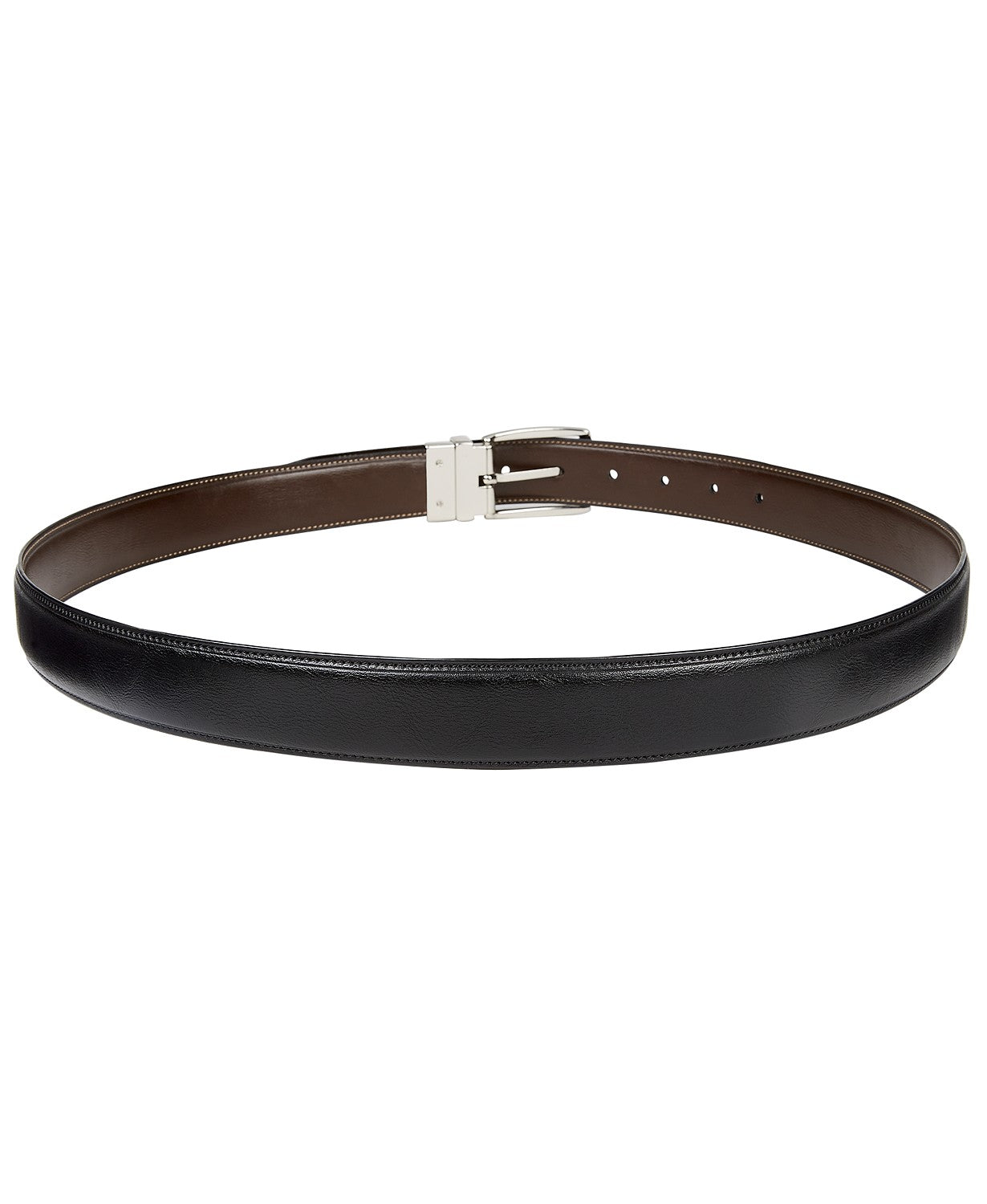 Club Room Men's Faux Leather Reversible Dress Belt Black Size Small