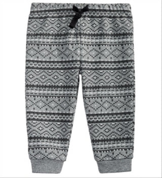 First Impressions Toddler Boy's Fair Isle Print Cotton Jogger Pants Gray Size 3T