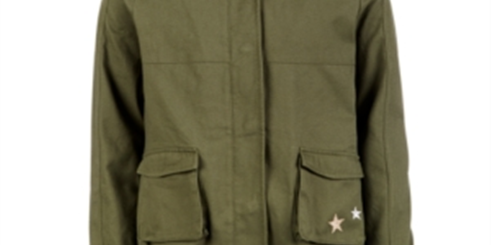 Epic Threads Big Girl's Glitter Star Hooded Jacket Green Size Large