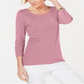Karen Scott Women's Cotton 3/4 Sleeve Top Pink Size Small