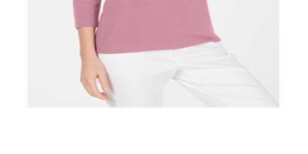 Karen Scott Women's Cotton 3/4 Sleeve Top Pink Size Small