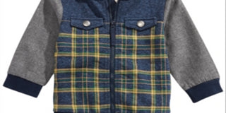 First Impressions Boy's Hooded Patchwork Jacket Various Blue Size 12MOS