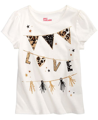 Epic Threads Toddler Girl's Love Flags T-Shirt White Size 2T