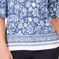 Charter Club Women's Printed Bell Sleeve Top Blue Size Small