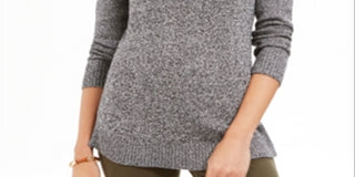 Charter Club Women's  Marled V Neck Sweater Black Size Petite XL