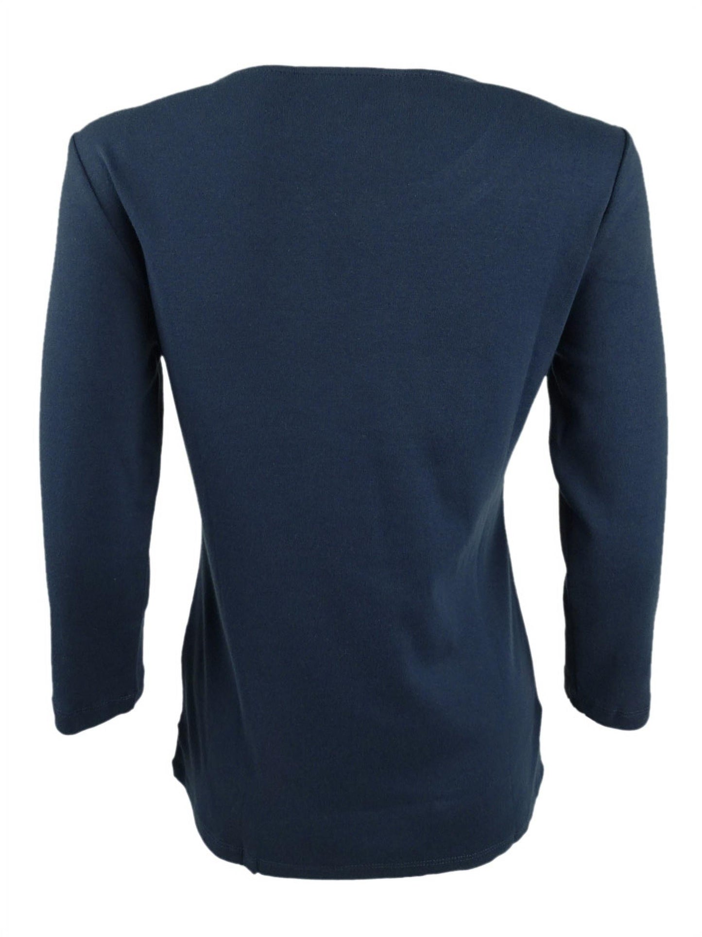 Karen Scott Women's Three Quarter Sleeve Top Blue Size X-Small